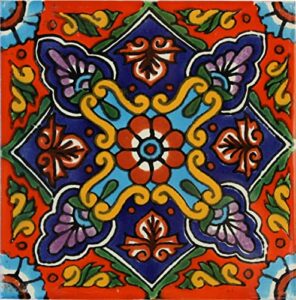 6×6 4 pcs taretan talavera mexican tile, multicolor