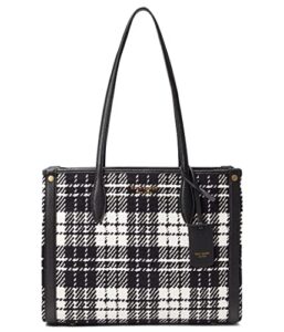 kate spade new york celebration plaid market medium tote black multi one size