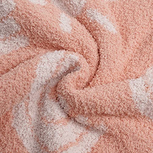 Luxury Fleece Rainbow Sunshine Pattern Throw Blanket Knitted Ultra Soft Reversible Blanket Air Feel Cozy Warm for Bed Sofa Couch in All Seasons, 51"x63", Pink