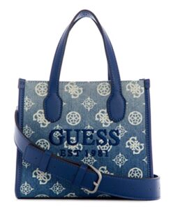 guess silvana 3 compartment mini tote, denim ombre logo