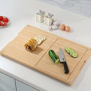 GULRUH Wood Cutting Boards for Kitchen, Bamboo Cutting Board for Kitchen, with Juice Grooves, Heavy Duty Chopping Board,BPA Free-70 * 45 * 1.3cm