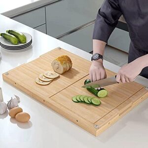 GULRUH Wood Cutting Boards for Kitchen, Bamboo Cutting Board for Kitchen, with Juice Grooves, Heavy Duty Chopping Board,BPA Free-70 * 45 * 1.3cm