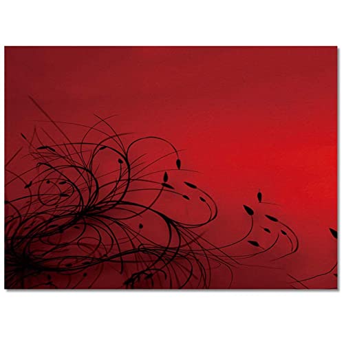 Retro Traditional Red Black Flowers Area Rug, Abstract Gradient Flower Kids Floor Carpet, Indoor Non-Slip Rug for Room Sofa Living Room Mat Bedroom Home Decor Floor Mats-5x7ft