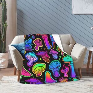 Trippy Mushroom Throw Blanket Soft Fleece Flannel Throws for Room Couch Bed Sofa Car