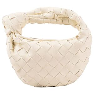 libooi woven knotted handbag, dumpling clutch bag pu leather woven hobo bags for women