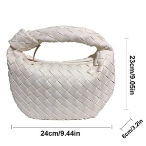 LIBOOI Woven Knotted Handbag, Dumpling Clutch Bag PU Leather Woven Hobo Bags for Women