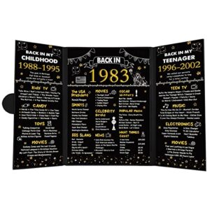 darunaxy black gold 40th birthday anniversary decorations back in 1983 guest book poster for men women turning 40 years sign certificate gifts vintage 1983 birthday party supplies 40th class reunion