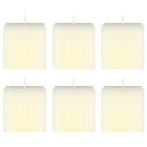 mega candles 6 pcs unscented ivory square pillar candle, hand poured premium wax candles 3 inch x 3 inch, home décor, wedding receptions, baby showers, birthdays, celebrations, party favors & more