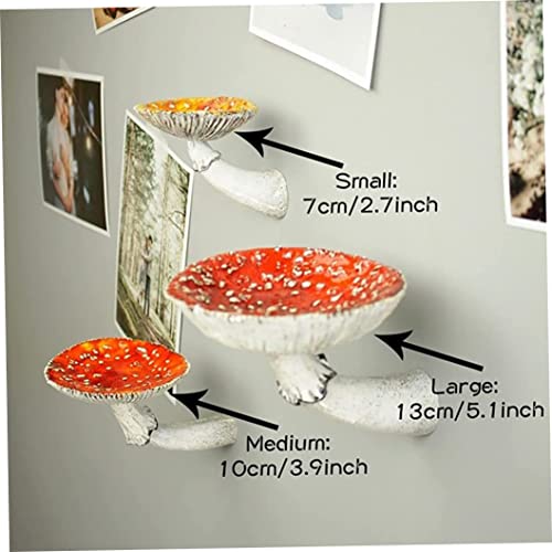 KUYYFDS Mushroom Hanging Shelf Wall Floating Shelf Resin Storage Shelves Ornaments for Bedroom Living Room Bathroom M Wall Sculptures