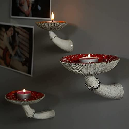 KUYYFDS Mushroom Hanging Shelf Wall Floating Shelf Resin Storage Shelves Ornaments for Bedroom Living Room Bathroom M Wall Sculptures