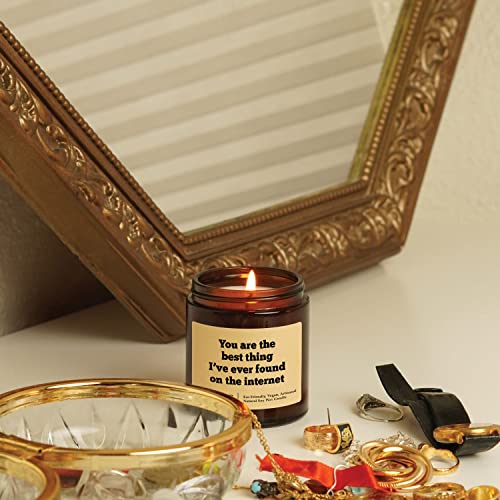 Hatoune Mystic Library Scented Soy Candle, You Are The Best Thing I've Ever Found On The Internet, Made in USA, 20-25 Hour Burn Time, 3.4 oz Amber Jar