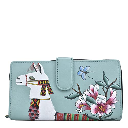 Anna by Anuschka Women's Hand Painted Genuine Leather Two Fold Wallet - Llama Llama