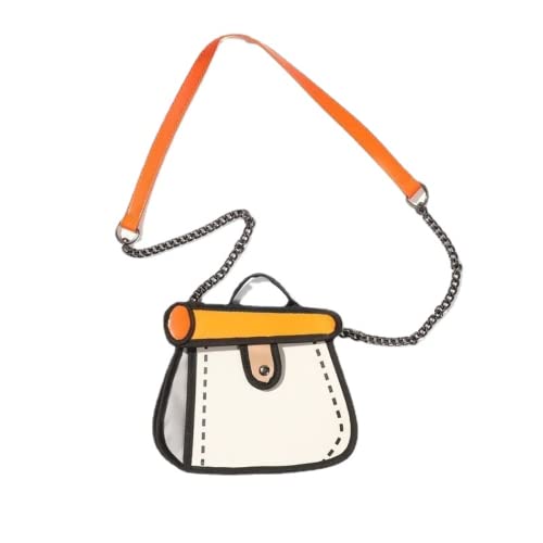 HS Kawaii Shoulder Bag Cute Shoulder Bag 2D Cartoon Shoulder Bag Cute Tote Bag Cute Hobo Bag for Women Girls Teens (Orange)