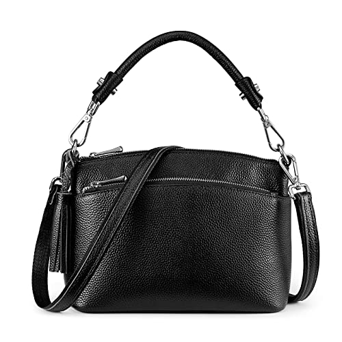 S-ZONE Medium Genuine Leather Shoulder Bag for Women Crossbody Purse Top Handle Handbags