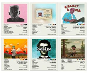 tyler the creator poster set of 6-11×14 inches album cover posters – by herzii prints, aesthetic posters wall art for room – teen and girls dorm decor, rapper music posters -unframed