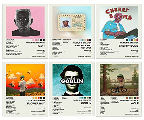 Tyler The Creator Poster Set of 6-11x14 inches Album Cover Posters - By Herzii Prints, Aesthetic Posters Wall Art for Room - Teen and Girls Dorm Decor, Rapper Music Posters -UNFRAMED