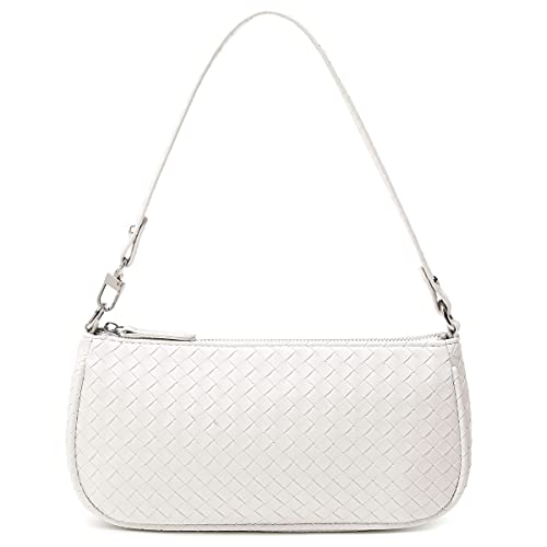 HROECHY Woven Shoulder Bags for Women Small White Purse Knoted Handbag Crocodile Pattern Clutch 90s Purses