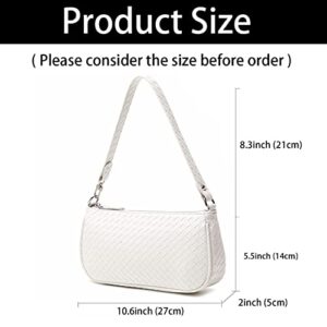 HROECHY Woven Shoulder Bags for Women Small White Purse Knoted Handbag Crocodile Pattern Clutch 90s Purses