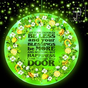 capoda st. patrick’s day hanging window light shamrock decorations irish may your blessing light up decor st. patrick’s day religious christian plaque lucky wishes sign for home door wall(shamrock)