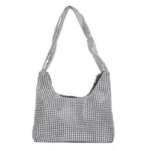 elegant handbag evening bag shiny rhinestone clutch bag silver underarm bag shoulder bag for wedding party evening bag