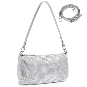 rhinestone purse sparkly bag silver diamond shoulder bag for women evening prom clutch y2k bag