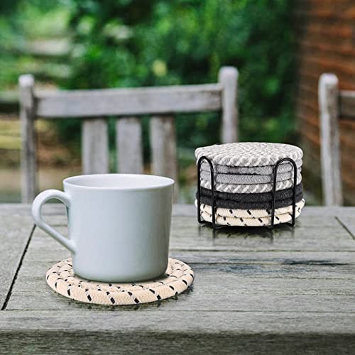 8 Pcs Coasters for Drinks, Absorbent Coasters, Cotton Woven Drink Coasters, Braided Coasters Heat-Resistant for Home Coffee Table Desk Cups Tabletop Protection Coasters