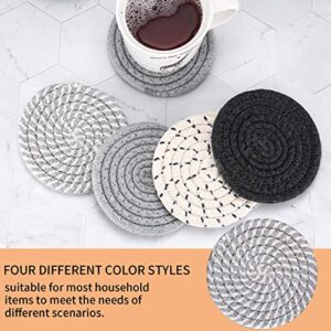 8 Pcs Coasters for Drinks, Absorbent Coasters, Cotton Woven Drink Coasters, Braided Coasters Heat-Resistant for Home Coffee Table Desk Cups Tabletop Protection Coasters