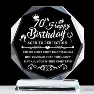 ywhl happy 70th birthday gifts for men women laser engraving 70 years old birthday glass plaque keepsake for grandparents meaningful birthday presents for someone who is turning 70 years old