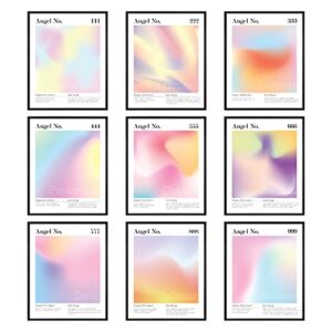 97 Decor Angel Number Poster - Aura Poster Aesthetic, Spiritual Posters, Gradient Angel Numbers Print, Pink Aura Energy Pictures, Balance Prints Coloful Wall Art for Home Bedroom Decor (8x10 UNFRAMED)