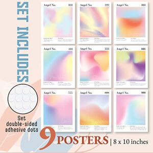 97 Decor Angel Number Poster - Aura Poster Aesthetic, Spiritual Posters, Gradient Angel Numbers Print, Pink Aura Energy Pictures, Balance Prints Coloful Wall Art for Home Bedroom Decor (8x10 UNFRAMED)