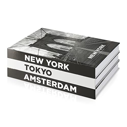 Decorative Books for Home Decor - Book Decorations for Living Room & Beyond, Book Decor, Book Shelf Decor (Set of 3 Books for Decor) - Blank Books New York/Tokyo/Amsterdam from Shelf & Shelf