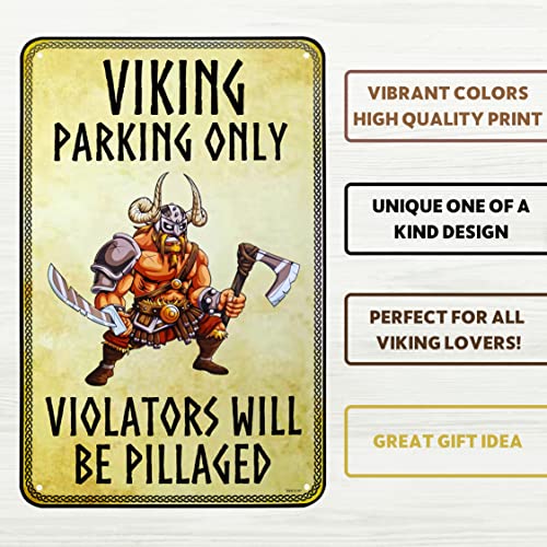 Venicor Viking Sign - 9 x 14 Inches - Aluminum - Viking Gifts for Men - Viking Decor for Home Accessories Stickers Tapestry Wall Poster Stuff