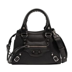 owgsee satchel purses for women, small hobo crossbody bags shoulder bag rivet satchels handbags (black)
