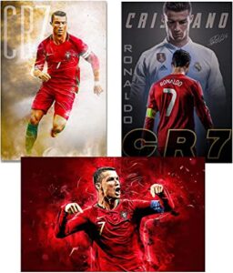 cr7 cristiano ronaldo posters for walls bedroom hall portugal pop quotes real madrid manchester – 12 x16 inch- (pack of 3, laminated)
