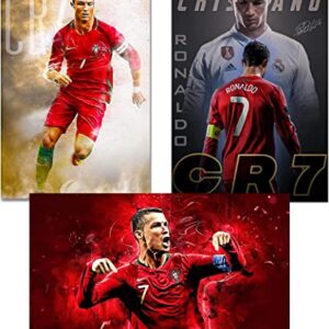 CR7 Cristiano Ronaldo Posters For Walls Bedroom Hall Portugal Pop Quotes Real Madrid Manchester - 12 x16 Inch- (Pack of 3, LAMINATED)