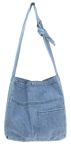 YunZh Denim Purse Tote Shoulder Handbag Shopping School Travel Pockets