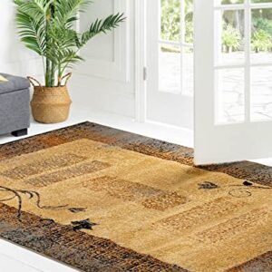 Rugs.com Cafe Collection Rug – 3' x 5' Beige Medium Rug Perfect for Entryways, Kitchens, Breakfast Nooks, Accent Pieces