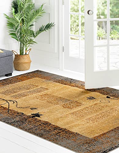 Rugs.com Cafe Collection Rug – 3' x 5' Beige Medium Rug Perfect for Entryways, Kitchens, Breakfast Nooks, Accent Pieces