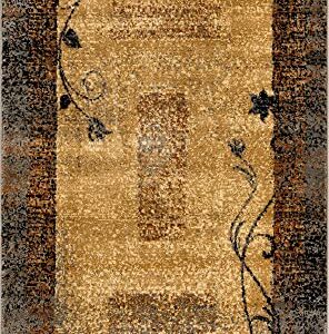 Rugs.com Cafe Collection Rug – 3' x 5' Beige Medium Rug Perfect for Entryways, Kitchens, Breakfast Nooks, Accent Pieces