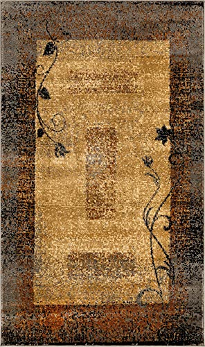 Rugs.com Cafe Collection Rug – 3' x 5' Beige Medium Rug Perfect for Entryways, Kitchens, Breakfast Nooks, Accent Pieces