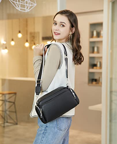 Small Crossbody Bags for Women Trendy - Fanny Packs Wide Strap Ladies Shoulder Handbags Crossbody Purse with Multi Pockets