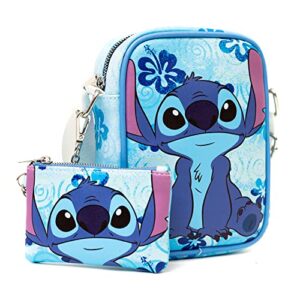 disney bag and wallet combo, lilo and stitch stich floral blues, vegan leather