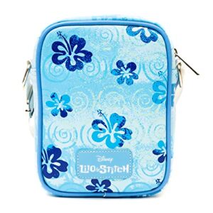 Disney Bag and Wallet Combo, Lilo and Stitch Stich Floral Blues, Vegan Leather