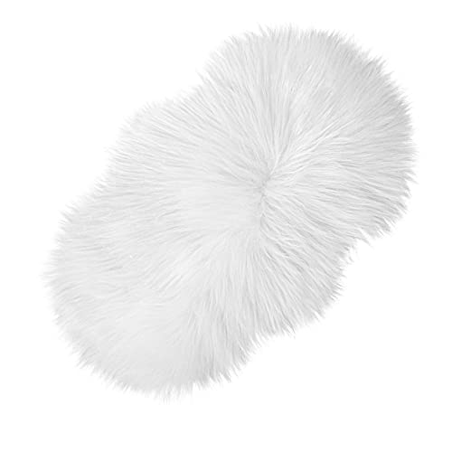 WLLHYF Mini Faux Fur Rug 20 Inches Irregular Area Rug Cushion Fluffy Chair Cover Seat Pad Ultra Soft Art Nail Mat Christmas Decoration for Living Room Sofa Bedroom Floor