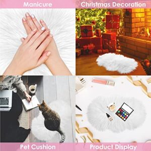 WLLHYF Mini Faux Fur Rug 20 Inches Irregular Area Rug Cushion Fluffy Chair Cover Seat Pad Ultra Soft Art Nail Mat Christmas Decoration for Living Room Sofa Bedroom Floor