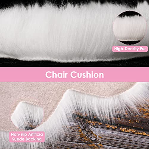 WLLHYF Mini Faux Fur Rug 20 Inches Irregular Area Rug Cushion Fluffy Chair Cover Seat Pad Ultra Soft Art Nail Mat Christmas Decoration for Living Room Sofa Bedroom Floor