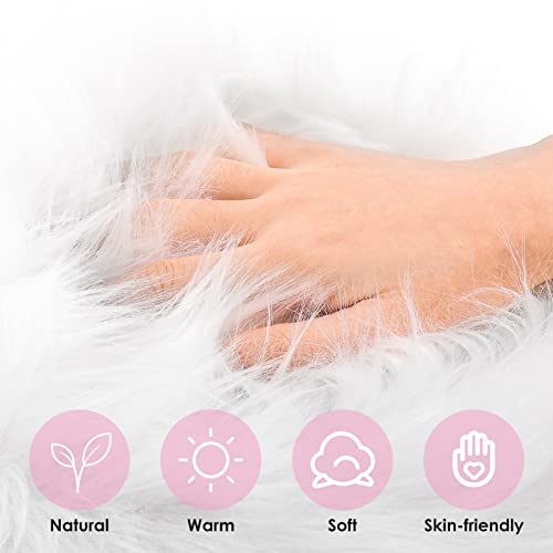 WLLHYF Mini Faux Fur Rug 20 Inches Irregular Area Rug Cushion Fluffy Chair Cover Seat Pad Ultra Soft Art Nail Mat Christmas Decoration for Living Room Sofa Bedroom Floor