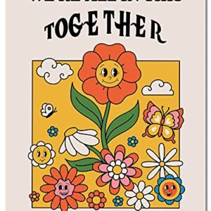 Aesthetic Posters Retro Decor,Retro Flower Poster, Retro 60s 70s Poster, Positive Quote Wall Art, Cute Room Decor, Cool Wall Decor.12x16 inches Unframed