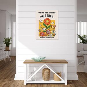 Aesthetic Posters Retro Decor,Retro Flower Poster, Retro 60s 70s Poster, Positive Quote Wall Art, Cute Room Decor, Cool Wall Decor.12x16 inches Unframed