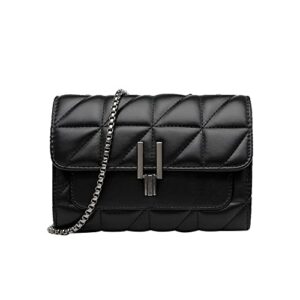 herinos women crossbody bag, leather diamond handbag for girls, young ladies sling shoulder bag wallet, black